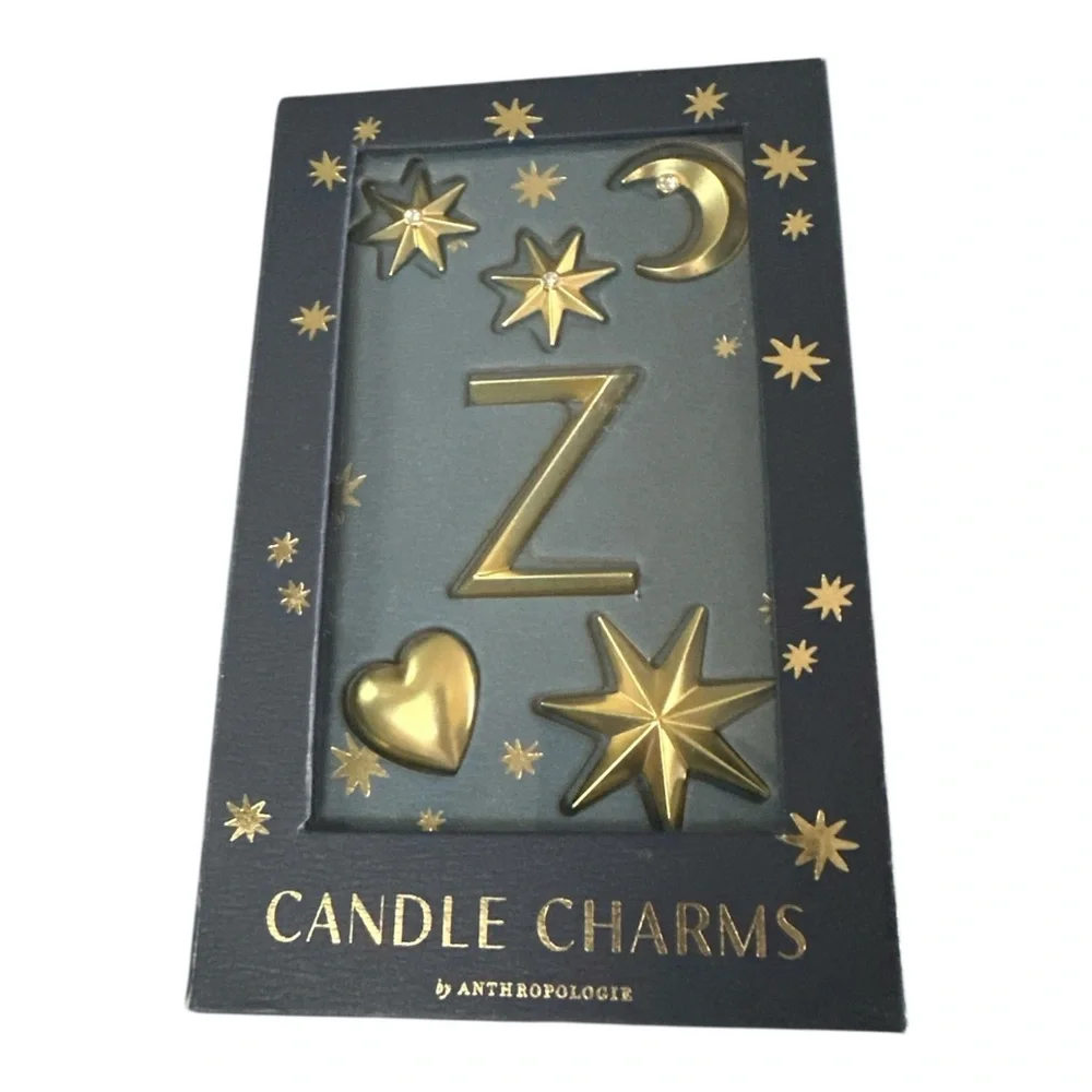 Anthropologie Monogram Candle Charms Gold Letter “Z” New In Box Stars Moon